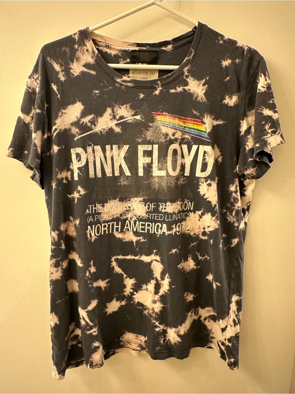 Pink Floyd Black and Bleach Tie-Dye Band Tee